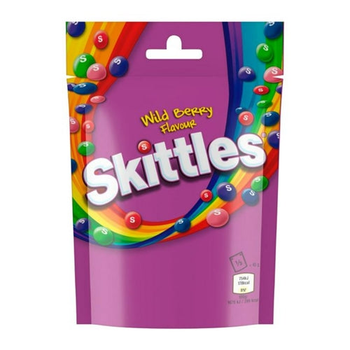 Skittles Vegan Chewy Sweets Wild Berry Fruit Flavoured Pouch Bag (136g)