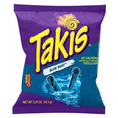 Takis Blue Heat Seasoned Chilli and Lime Flavour Fried Corn Snack (55g)