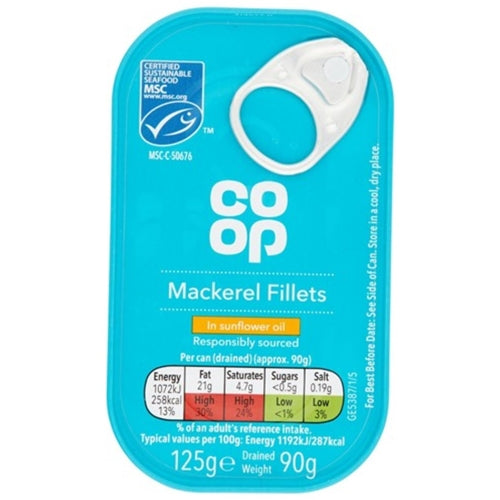Co-op Mackerel Fillets in Sunflower Oil (125g)