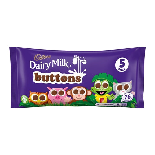 Cadbury Dairy Milk Buttons 5 Treat size Chocolate Bags (70g)