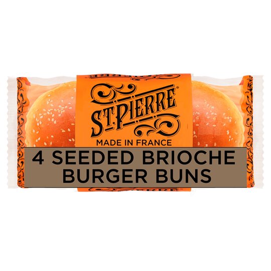 St Pierre 4 Seeded Brioche Burger Buns (180g)